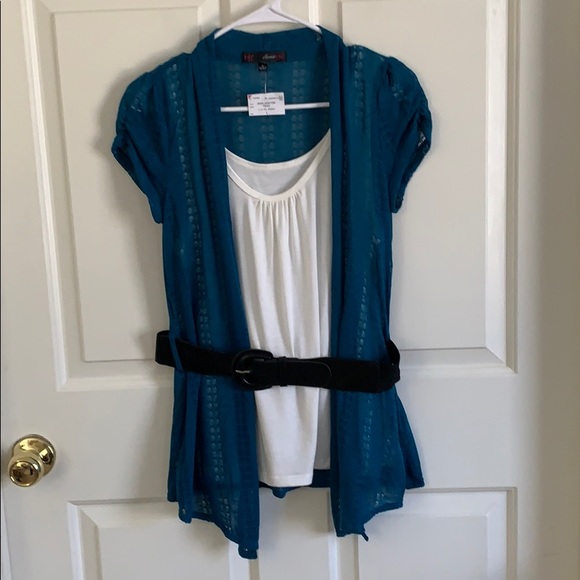 NWT HeartSoul Layered Top with Black Belt - Picture 1 of 9